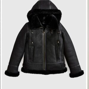 Milano Black Leather Jacket with geniune full shearling lining